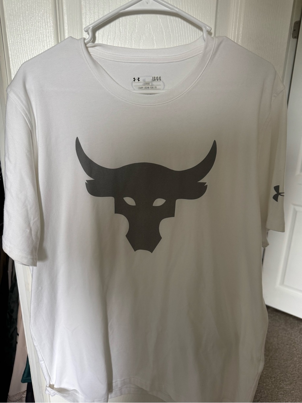 Under Armour White Short-Sleeve Shirt with Dark Gray Project Rock Logo